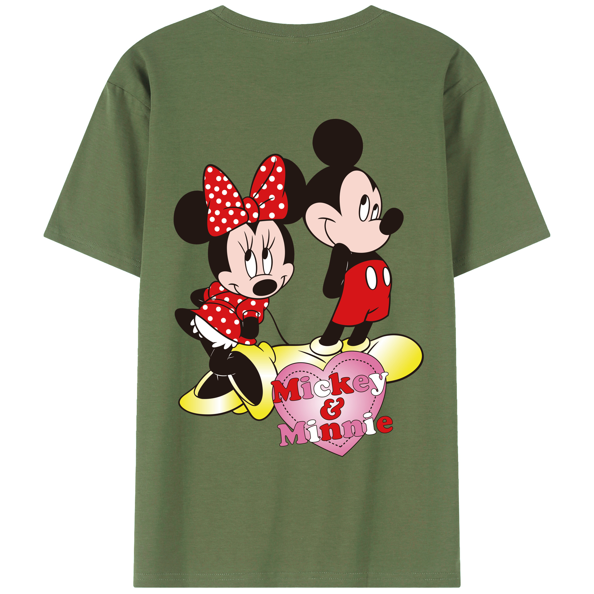 ミッキーマウス Mickey Mouse 綿100％ メンズ半袖Tシャツ（バックプリント） 通気性